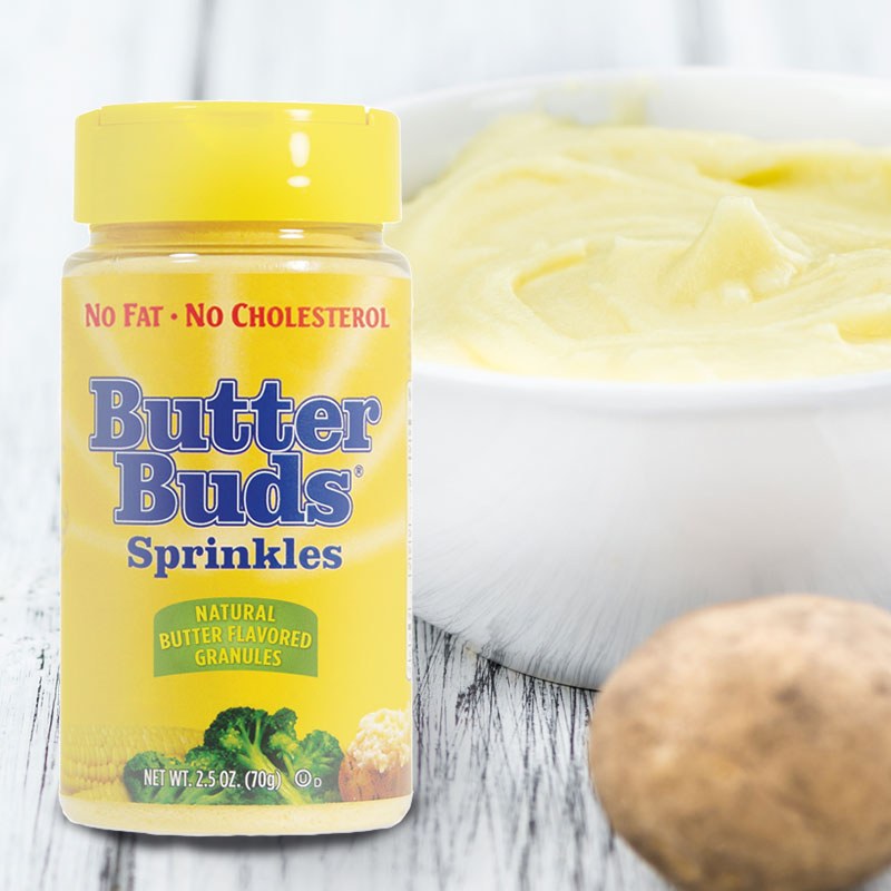 container of butter buds sprinkles with potato