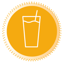 Orange icon of a beverage with straw.