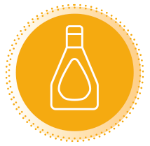 Orange icon of a dressing bottle.