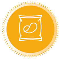 Orange icon of potato chips.